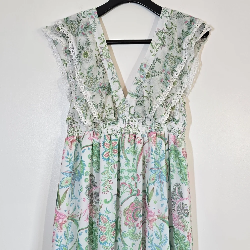 House Of Harlow 1960 Revolve Pastel Floral Tiered Maxi Dress Medium
